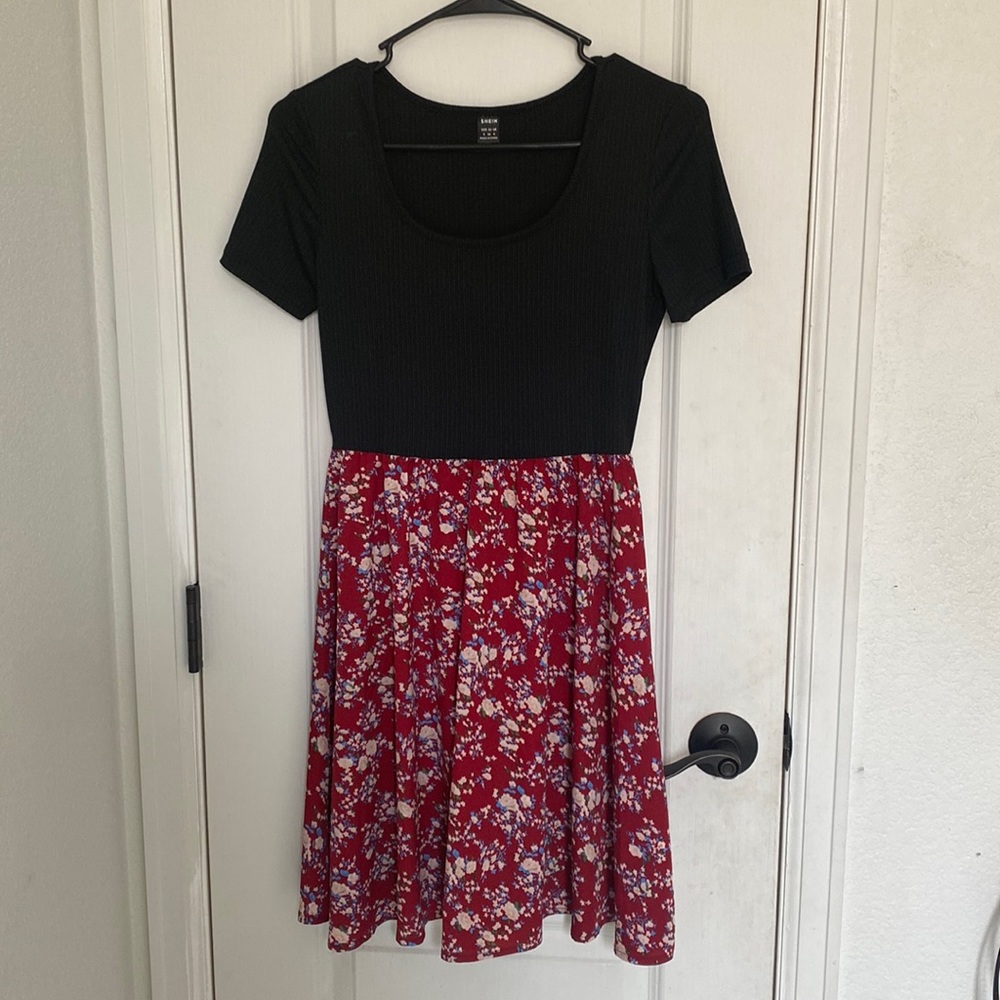 Black dress with flowery bottom